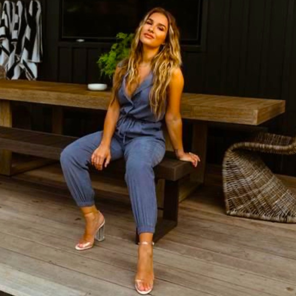 Kittenish Serena Blue Jumpsuit